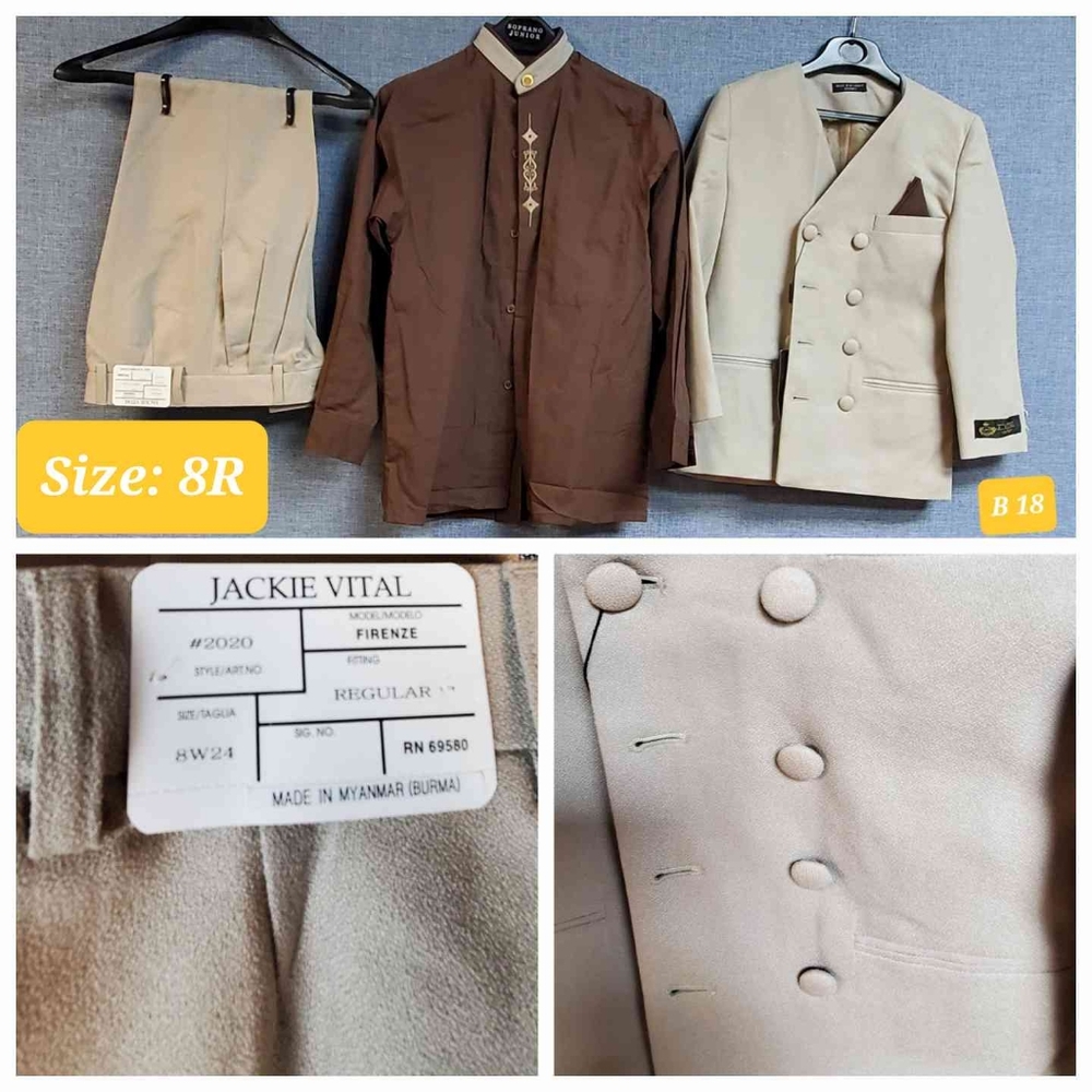3 Piece Boys Suit | Brand:  J. Vital | Color:  Tan | RRR Apparel
